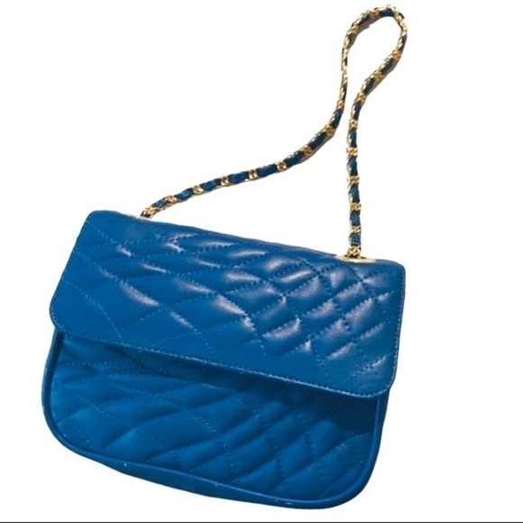 DANIELLE NICOLE BLUE LEATHER CROSSBODY PURSE MAGNETIC CLOSURE. - Picture 1 of 8